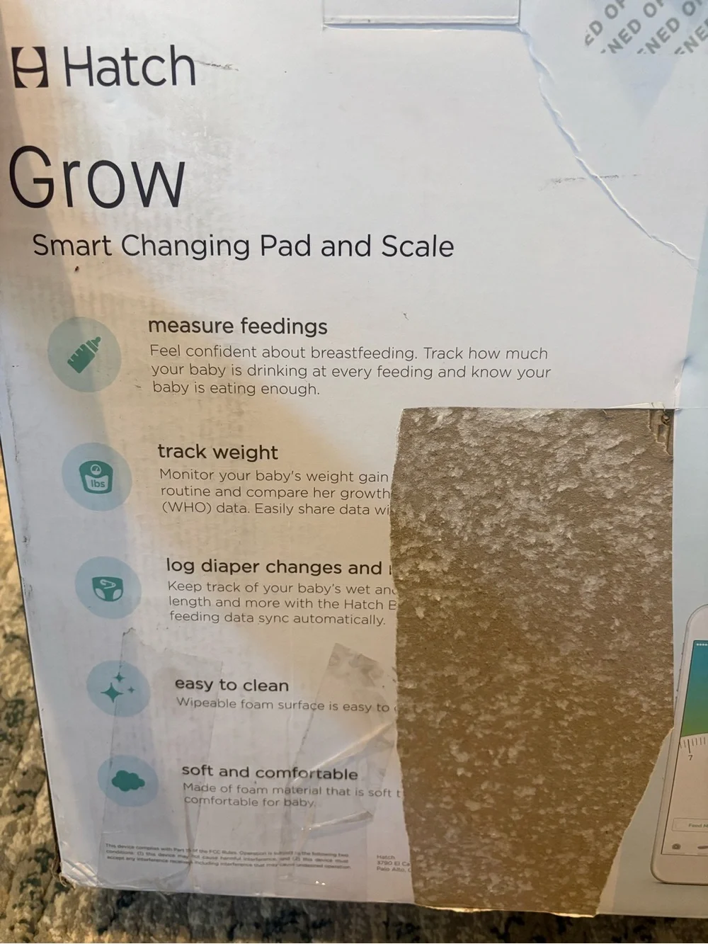 Hatch Grow Smart Baby Changing Pad & Scale White Open Box